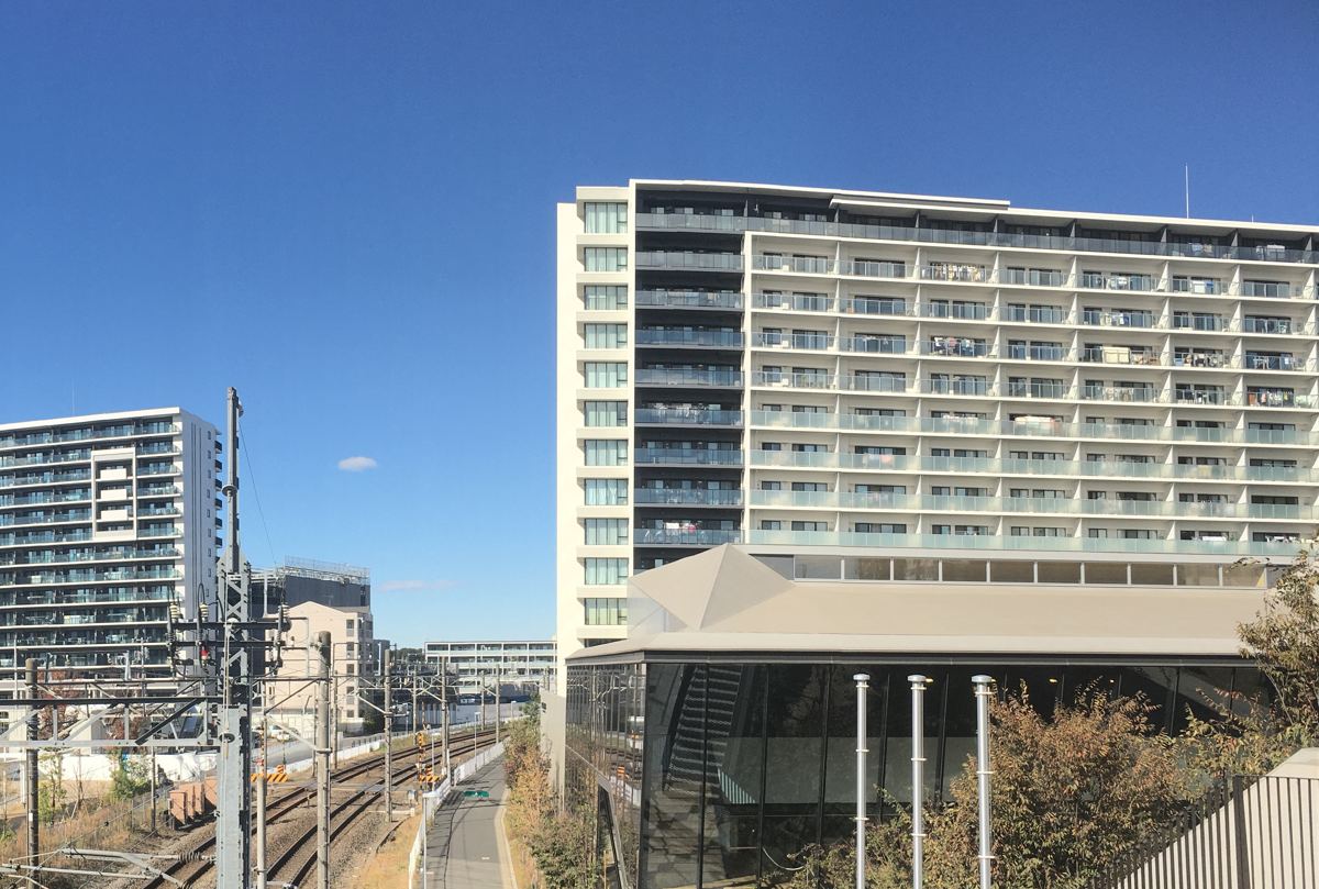 流山おおたかの森北口周辺の集合住宅と歩行動線